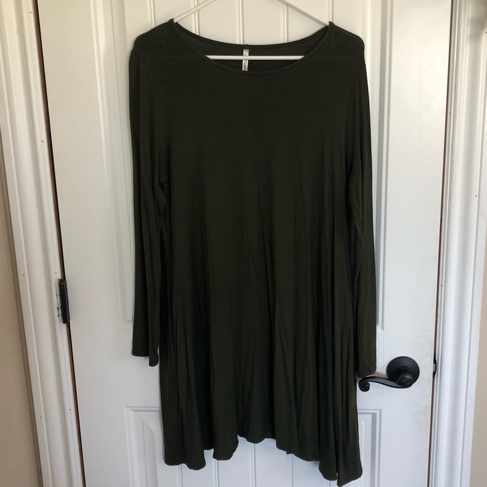 Olive green tee shirt dress